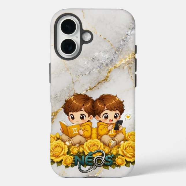 Neos Kawaii Zwillinge iPhone 16 Hülle (Rückseite)