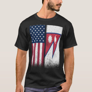 Nepal Amerikanische Flaggen Proud USA Nepal T-Shirt