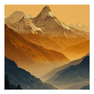 Nepal Annapurna Schneebirgskette Poster