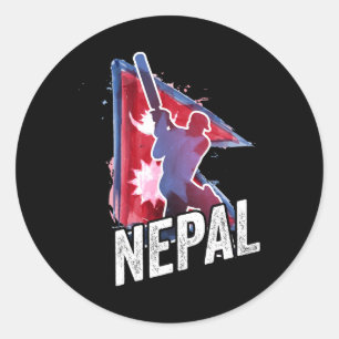 Nepal Cricket Trikot Nepali Flagge Unterstützer Cr Runder Aufkleber