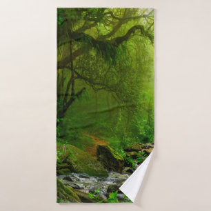Nepal-Dschungel mit Flussdschungel, Wald, Boden, F Badehandtuch