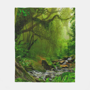 Nepal-Dschungel mit Flussdschungel, Wald, Boden, F Fleecedecke