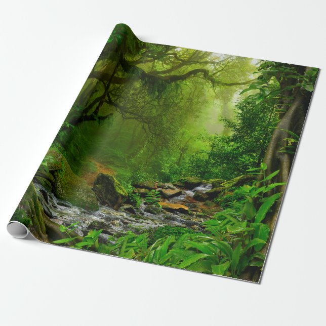 Nepal-Dschungel mit Flussdschungel, Wald, Boden, F Geschenkpapier (Ungerollt)