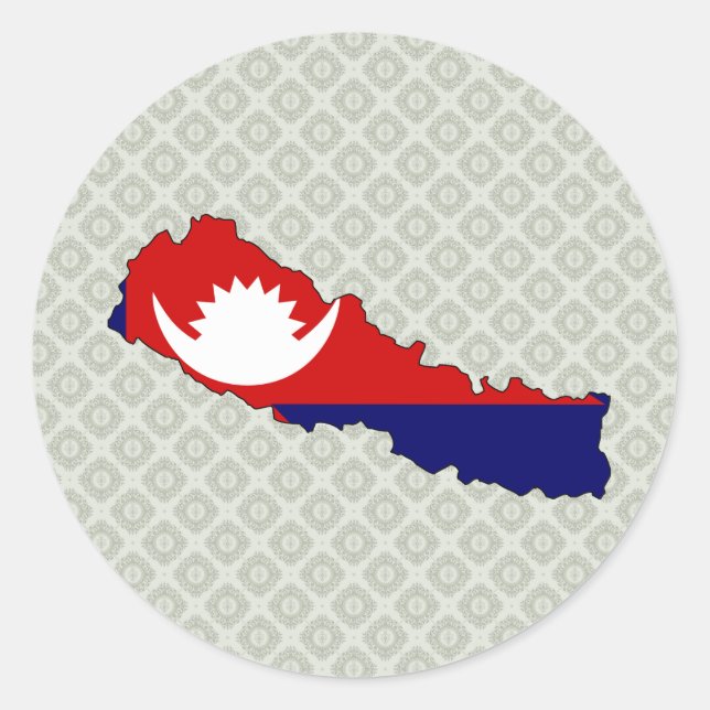 Nepal Flag Map in voller Größe Runder Aufkleber (Vorderseite)