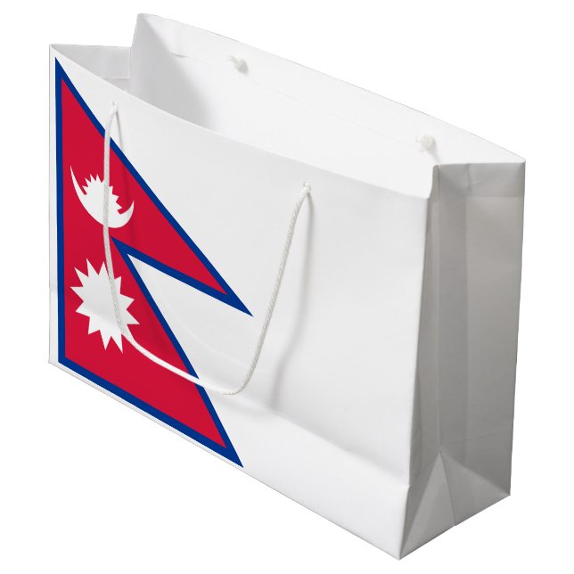 Nepal-Flagge Große Geschenktüte (Vorderseite Schrägansicht)