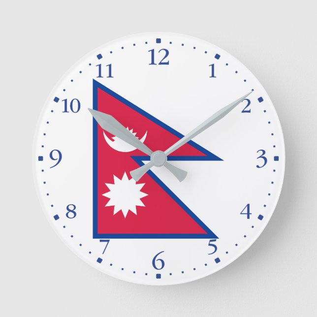 Nepal-Flagge Runde Wanduhr (Vorderseite)