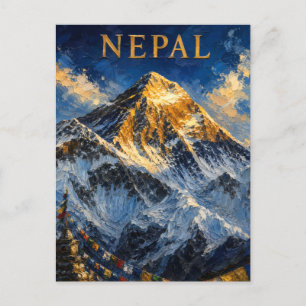 Nepal: Golden Sunrise Mount Everest Art Souvenir Postkarte