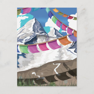 Nepal Himalaja Gebetsflaggen Reiseplakat Postkarte