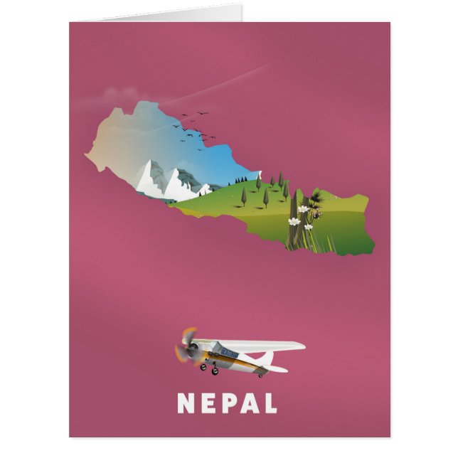 Nepal illustriertes Kartenposter (Vorderseite)