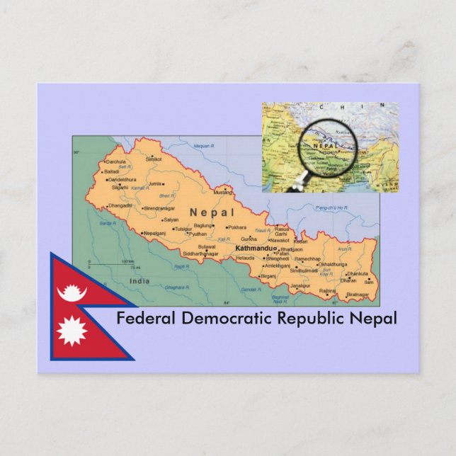 Nepal-Karte Postkarte (Vorderseite)
