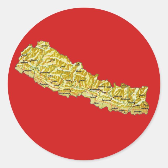 Nepal-Karte Runder Aufkleber (Vorderseite)