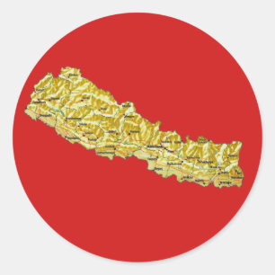 Nepal-Karten-Aufkleber Runder Aufkleber