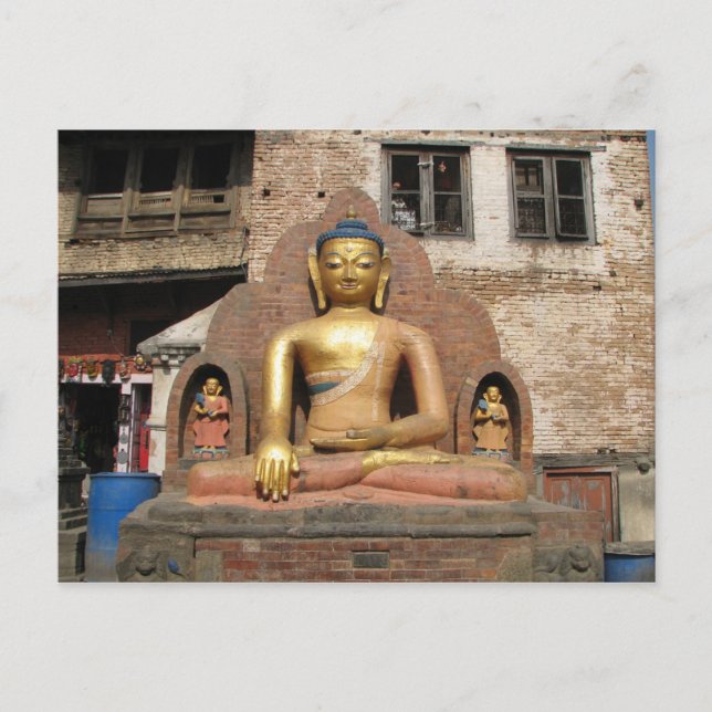 Nepal - Kathmandu - Buddha im Swayambunath-Tempel Postkarte (Vorderseite)