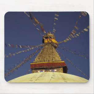 Nepal, Kathmandu. Unter Gebetsfahnen, wachsam Mousepad