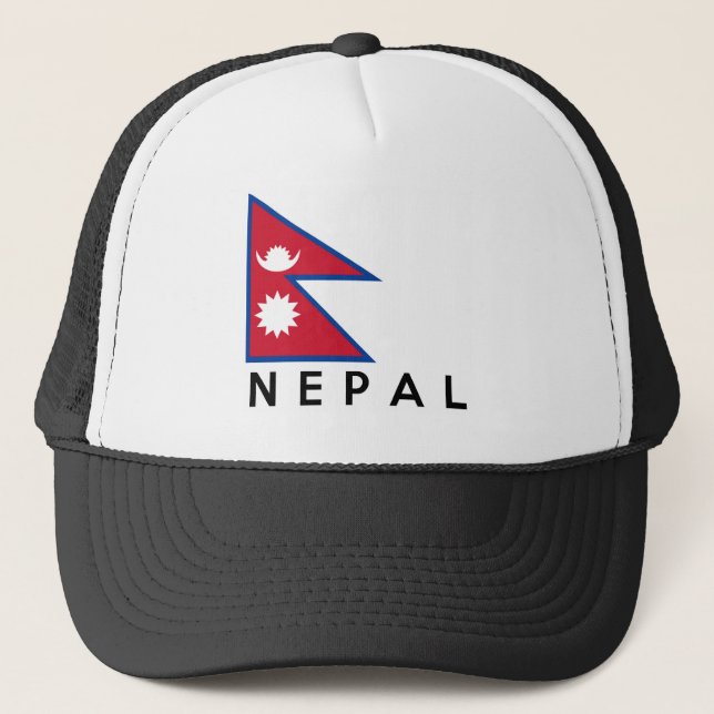 Nepal-Landesflaggesymbol-Namentext Truckerkappe (Vorderseite)