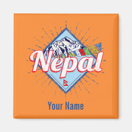 Nepal mit Bergen Retro Fahnen Vintag Urlaub Magnet