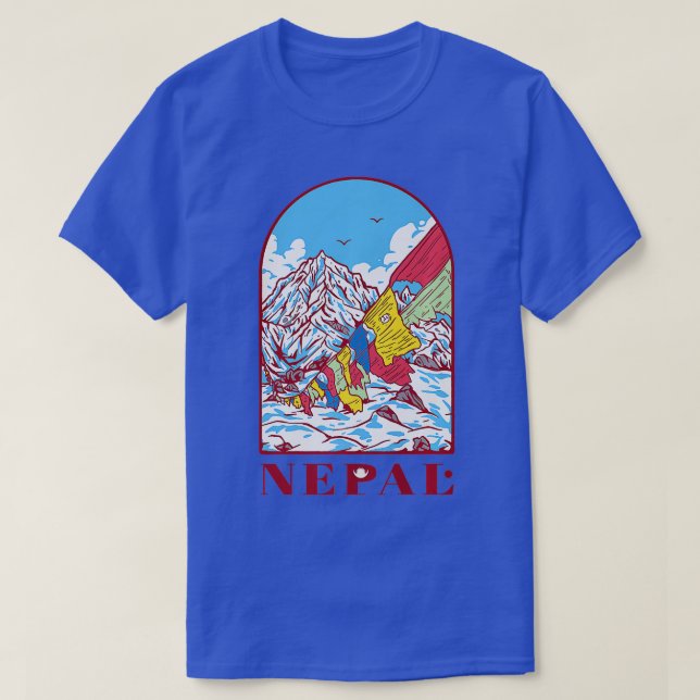 Nepal Mountains Klettern Himalaya Mount Everest T-Shirt (Design vorne)