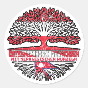 Nepal Nepalesisch Österreichisch Österreich Baum Runder Aufkleber