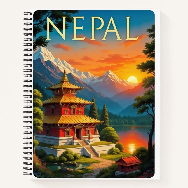Nepal Travel Poster Notizbuch (Vorderseite)