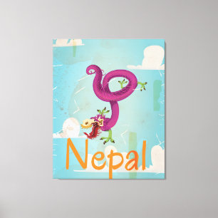 Nepal Vintage-Reiseposter Leinwanddruck