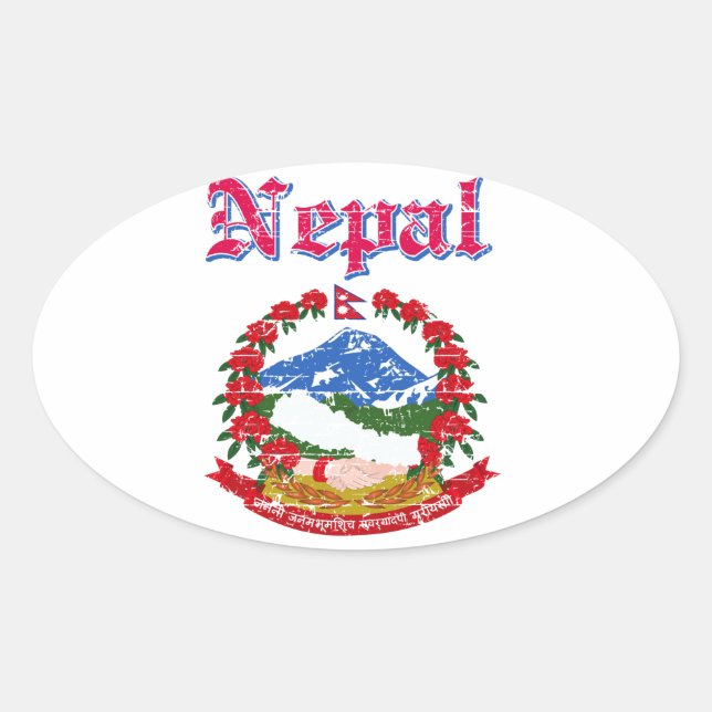Nepal-Wappen Ovaler Aufkleber (Vorderseite)