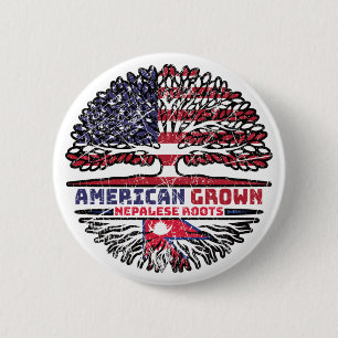 Nepalesisch Nepal USA USA Vereinigte Staaten Tree Button
