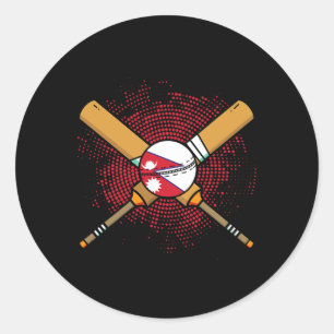 Nepalesischer Cricket-Schläger und Ll-Flagge Nepal Runder Aufkleber