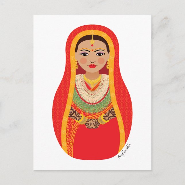 Nepali Bride Matryoshka Postcard Postkarte (Vorderseite)