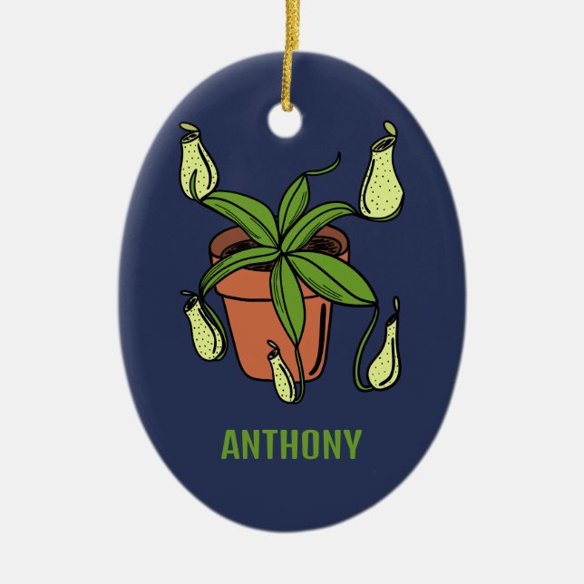 Nepenthes Pitcher Pflanze Illustration Personalisi Keramik Ornament (Vorne)