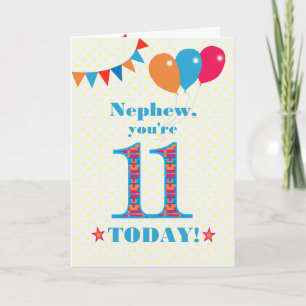Nephew 11e Anniversaire Carte Ballons Bunting