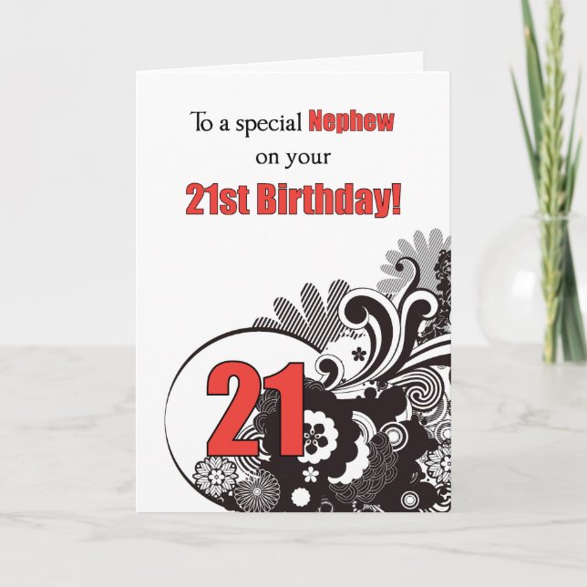 Nephew, 21. Geburtstag Religiöse Wirbel Karte (Vorderseite)