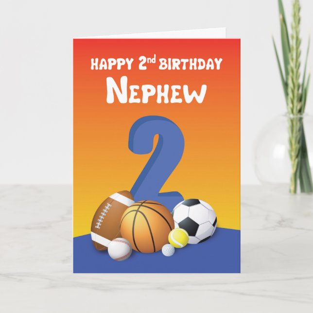 Nephew 2. Geburtstag Sportballs Karte (Vorderseite)