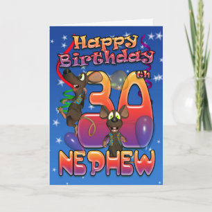 Nephew - 30e carte d'anniversaire colorée avec sou