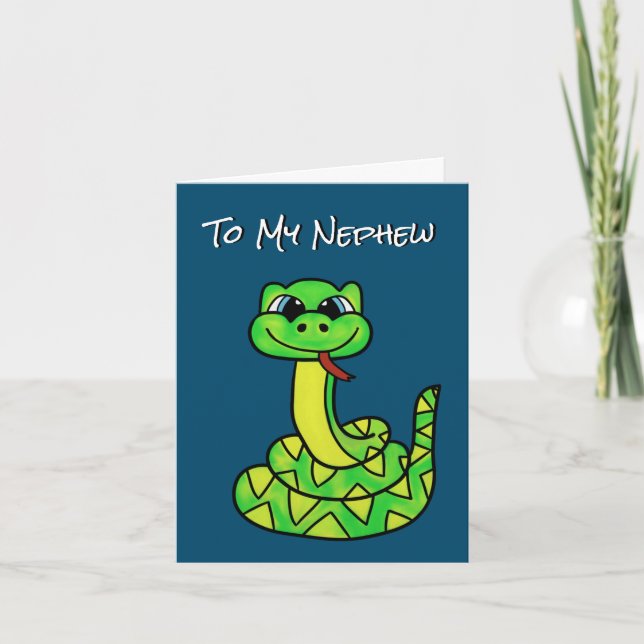 Nephew Birthday Card - Funny Snake Karte (Vorderseite)