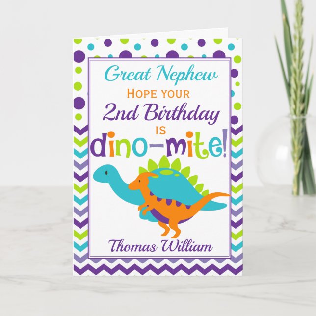 Nephew Birthday Dinosaur Dino-Mite Karte (Vorderseite)