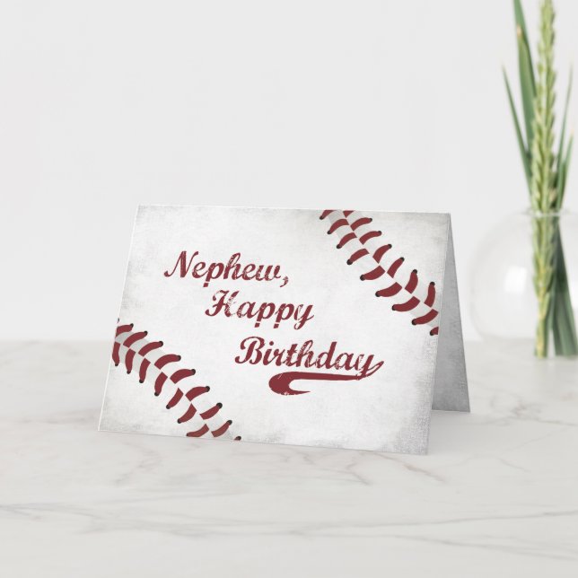 Nephew Birthday Large Grunge Baseball, Sport Karte (Vorderseite)
