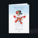 Nephew Snowman Weihnachtskarte Feiertagskarte<br><div class="desc">Joyful Snowman wünscht Ihnen frohe Weihnachten</div>