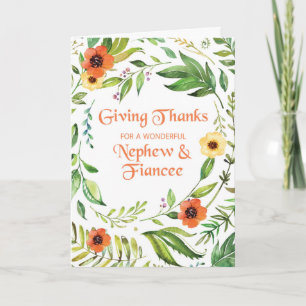 Nephew und Fianca danken Erntedank Wreath Karte