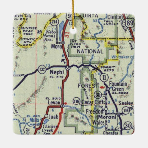 Nephi Utah Retro Map Keramikornament