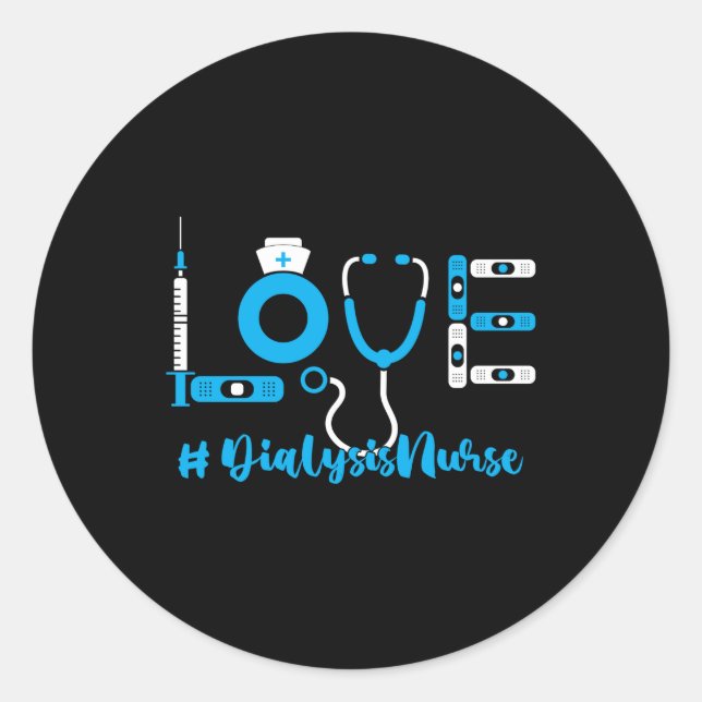 Nephrologie Dialysis Nurse Liebe Stethoscope Nurse Runder Aufkleber (Vorderseite)