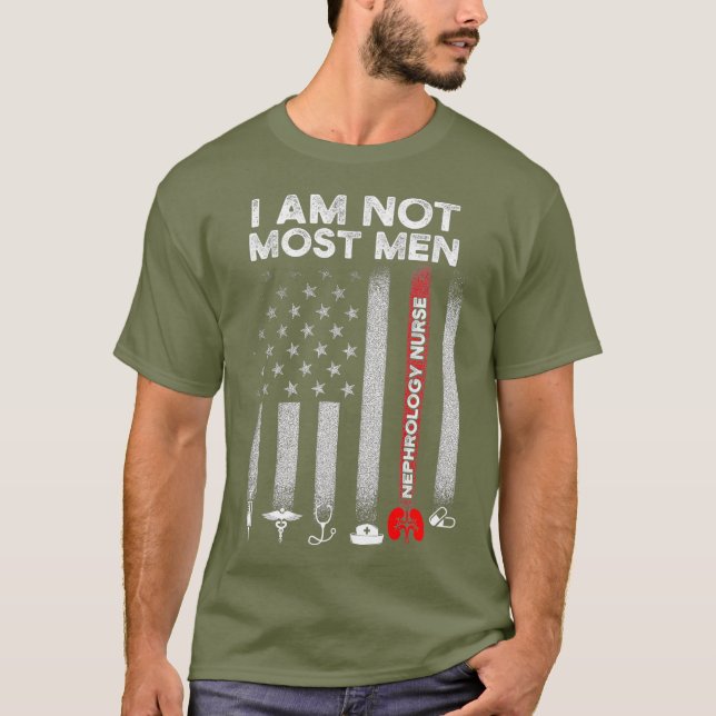 Nephrologie Krankenschwester Männer USA Flag Dialy T-Shirt (Vorderseite)