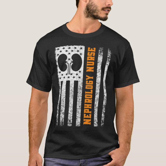 Nephrologie Nurse Flag Nierendialyse Niere RN T-Shirt (Vorderseite)