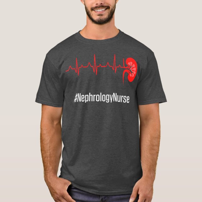 Nephrologie Nurse Heartbeat Dialyse Nursing RN T-Shirt (Vorderseite)