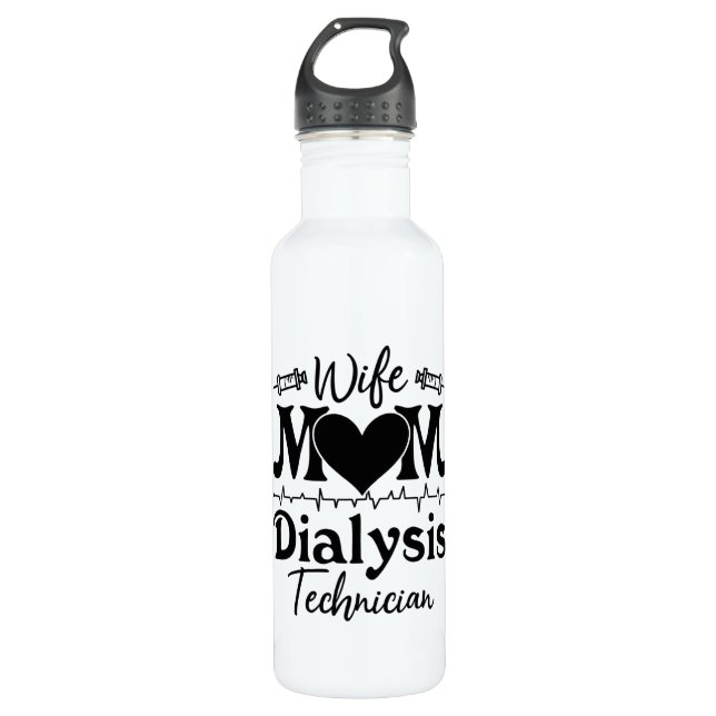 Nephrology Tech Nurse Wife Mom Dialysis Technician Edelstahlflasche (Vorderseite)