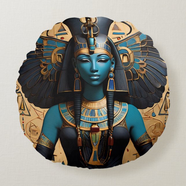 Nephthys die Göttin der Trauer Rundes Kissen (Vorderseite)