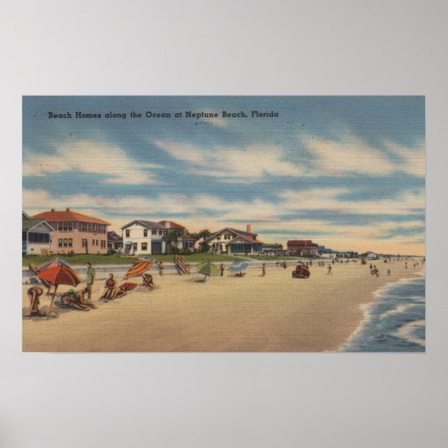 Neptun Beach, FL - Sicht auf die Zuhause Poster (Vorne)