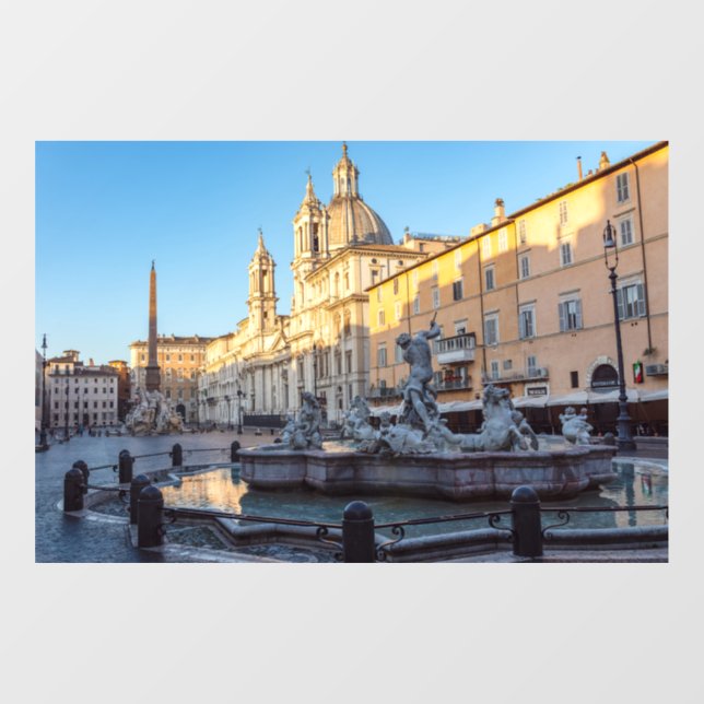 Neptun-Brunnen auf der Piazza Navona - Rom Fensteraufkleber (Blatt)