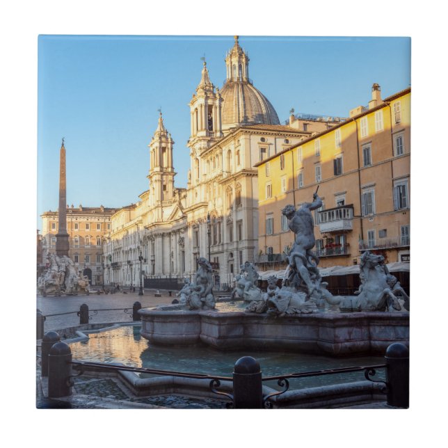 Neptun-Brunnen auf der Piazza Navona - Rom Fliese (Vorderseite)