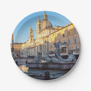 Neptun-Brunnen auf der Piazza Navona - Rom Pappteller