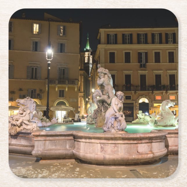 Neptun-Brunnen auf der Piazza Navona - Rom Rechteckiger Pappuntersetzer (Vorderseite)